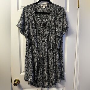 Coldwater Creek Monochrome Leaf Pattern Dress